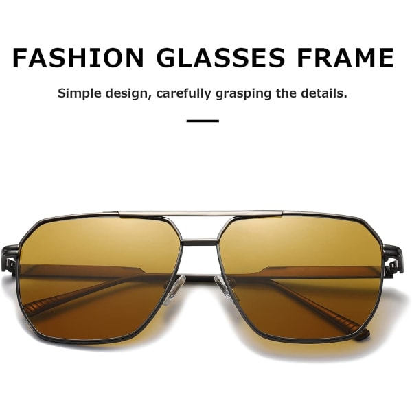 Polariserte solbriller Dame Menn Retro Oversized Square Vintage Fashion Shades Klassiske store metallsolbriller