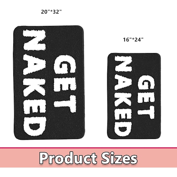 Get Naked skridsikker bademåtte i mikrofiber, absorberende gulvmåtte, dørbrusemåtte til badeværelse køkkenindretning (sort hvid, 40x60cm)