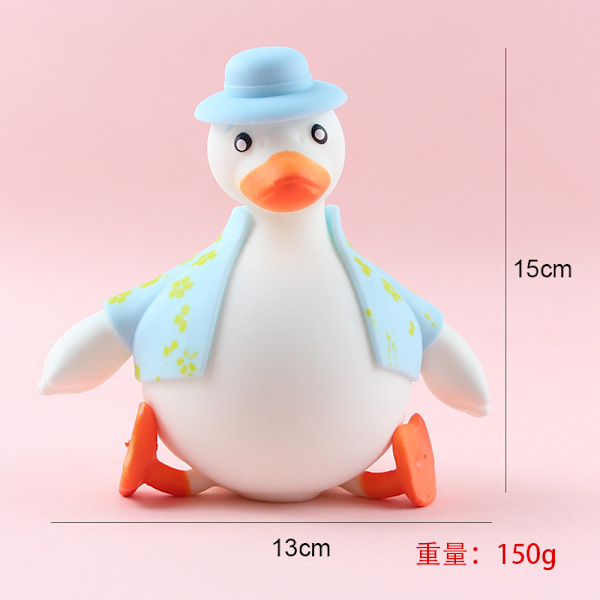 2 st stressleksaker Klä upp anka, roliga söta stretchiga mjuka anka Squishy leksaker, kläm sensoriska leksaker, Squishy leksaker (gul+vit, liten+stor)
