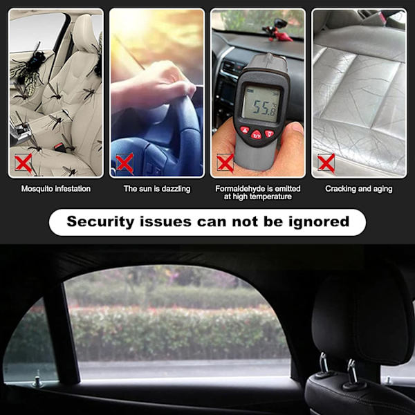 Palat Extendable Car Sun Shade UV-suoja, Sivuikkunan aurinkosuoja, Yleismaailmallinen Car Sun Shade Net Sopii (Takalasi vetoketjulla)