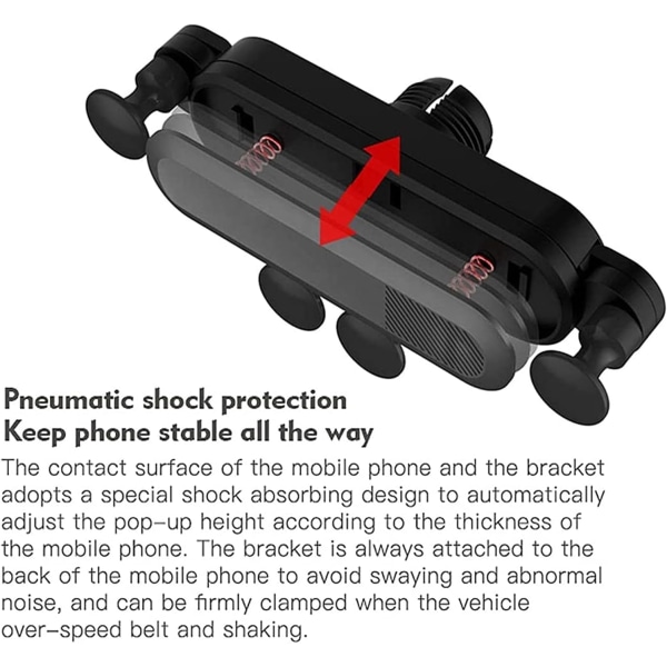 Biltelefonholder Mount Air Vent Universal Gravity Smarttelefonholder Bilholder Biltilbehør Snap-in luftuttak Navigasjonsbrakett (farge: svart)