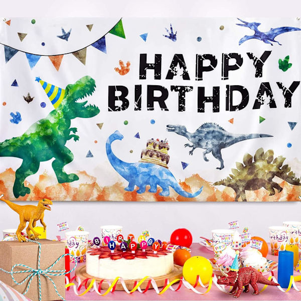 Vattenfärg Dinosaurie Bakgrund, Dinosaurie Födelsedagsfest Dekorationer Födelsedag Fotografi Bakgrund för Födelsedag Dekoration Festtillbehör