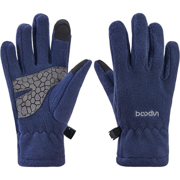 Barne termiske hansker vinter polar fleece touchscreen hansker for gutter jenter Anti-Slip varme barne hansker utendørs isolert, blå, M