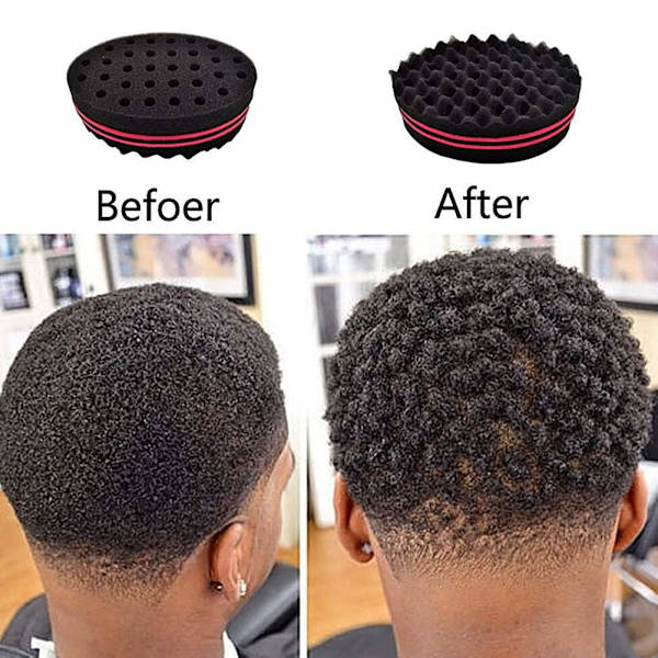 En förpackning kort hår twist svamp stora hål hårborste svamp twist våg frisör verktyg för dreads afro locs twist curl-C