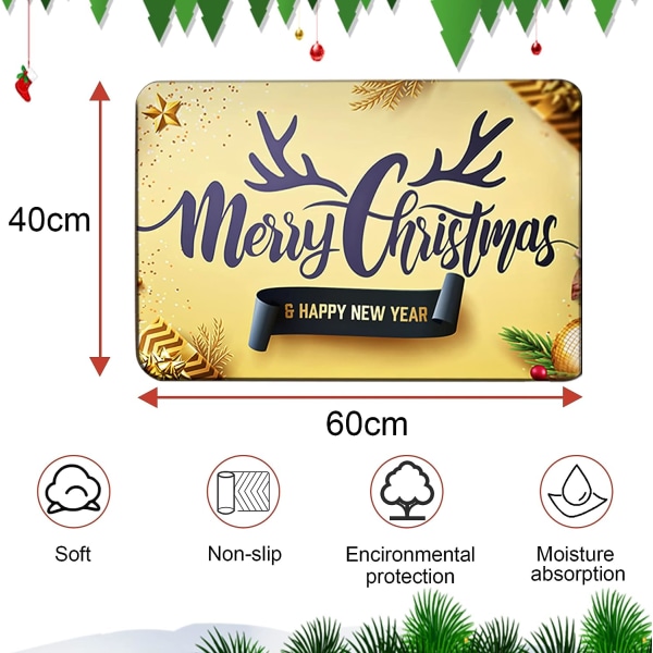 40 x 60 CM Christmas Doormat Christmas Floor Mat Christmas Pattern Carpet Non-Slip Doormat Bath Mat, for Door Bathroom Bedroom Kitchen Yellow