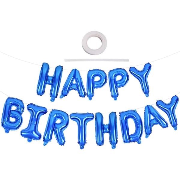 Siniset Happy Birthday -ilmapallot 16 tuuman Mylar-foliokirjaimet syntymäpäiväkylttibanneri Ilmapallon nippu Uudelleenkäytettävä ympäristöystävällinen materiaali