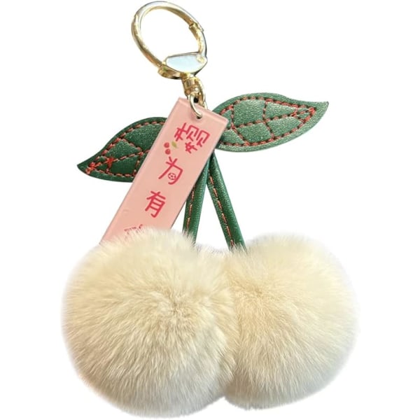 Kirsebær nøglering, fluffy plys sød kirsebær rygsæk charm mode elegance dekoration nøglering