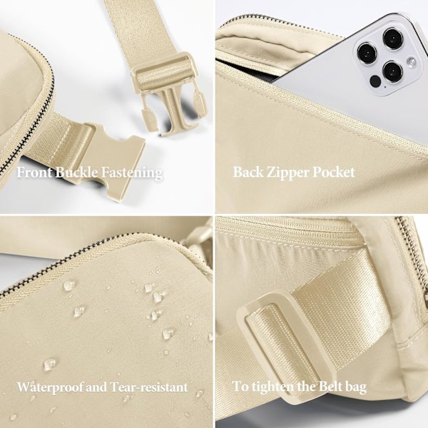 Unisex Mini Vyölaukku Säädettävällä Hihnallla Pieni Fanny Pack Treeniin Juoksuun Matkustamiseen Vaellukseen, Norsunluu