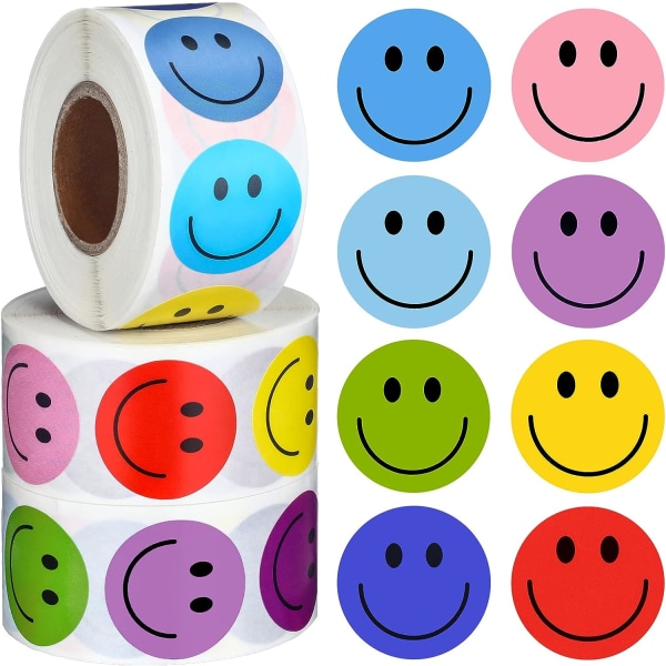1500 kpl Happy Smile Face Tarra Pieni Kasvotarra Mini Motivaatiotarrat Värikkäät Tarrat Käyttäytymiskaaviotarrat opiskelijoille (1 tuuma)