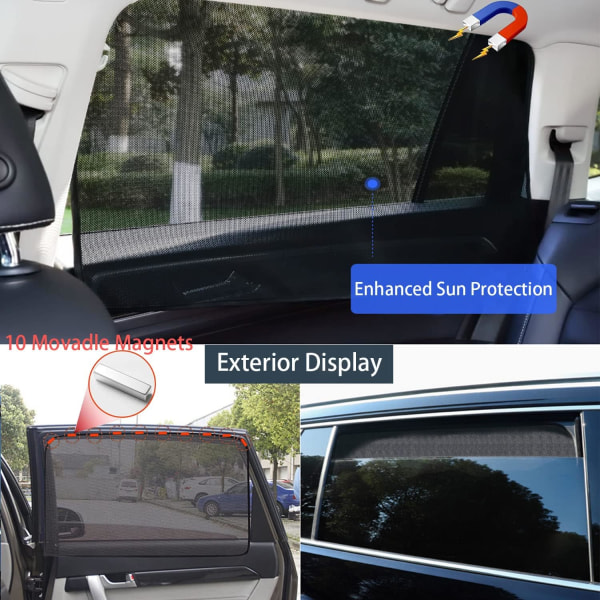 2 stk magnetiske gardiner til bil, solskærm til bil, solskærm til babybil, universal til sidevinduer, UV-isoleret privatlivsbeskyttelse
