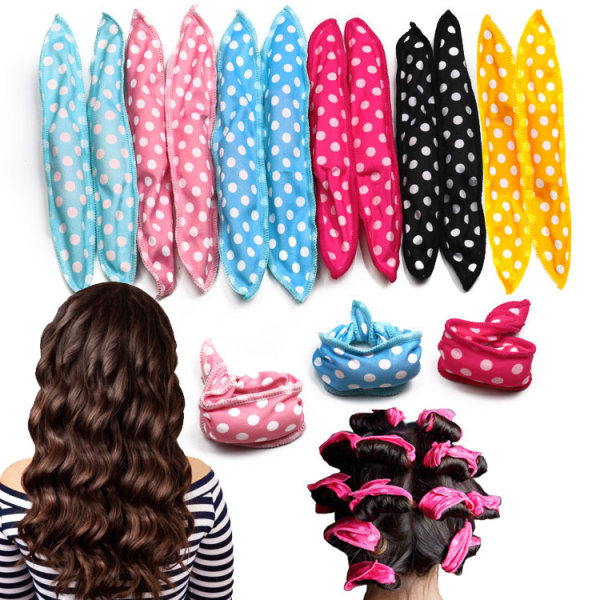 12 stk ingen varmekrøller du kan sove i, hårruller for langt hår DIY(6 farger)-C