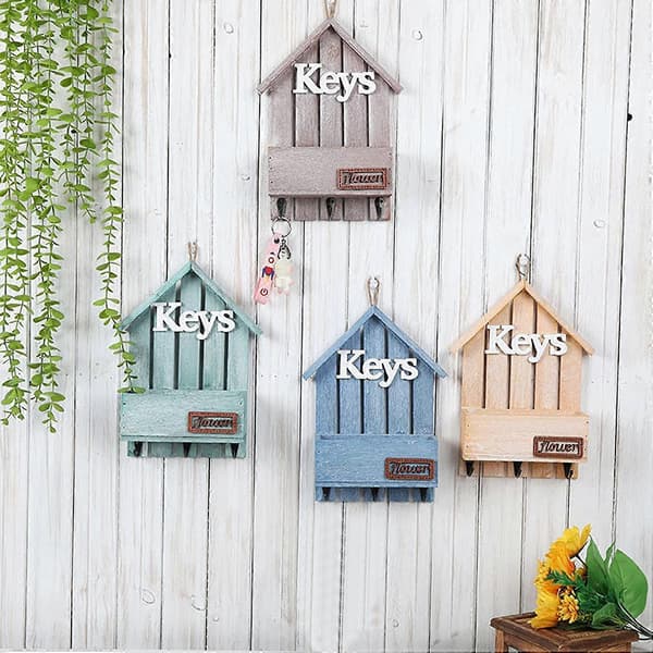 Wooden Key Cabinet, Wall Mounted (Blue)