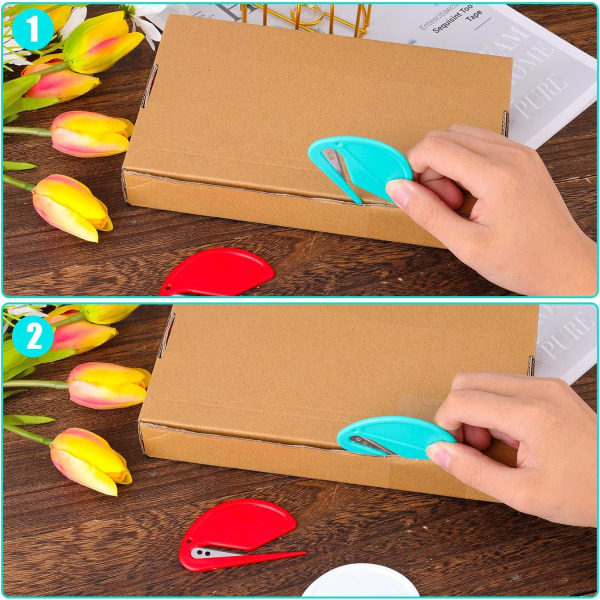 3 stk brevåbner, effektiv plastik kuvertåbner poståbner med skarpe kanter kuvertskærer (rød, grøn, hvid)