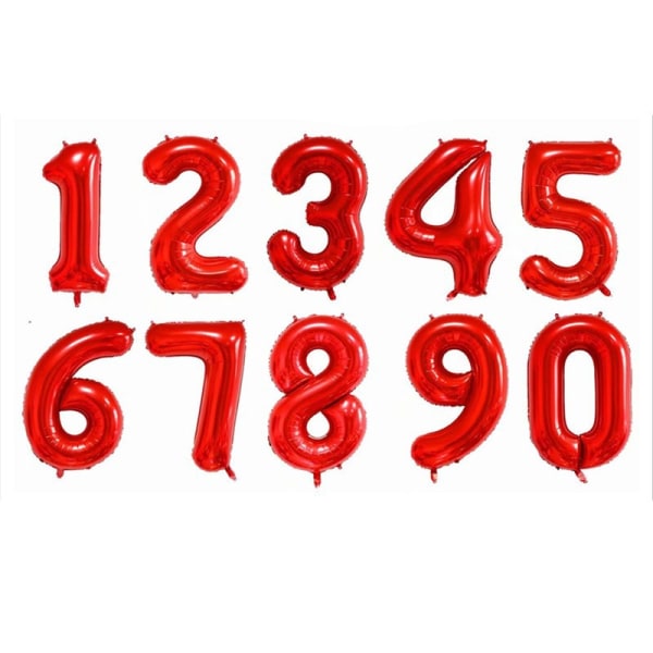 40 tuuman punainen suuret numerot 0-9 syntymäpäiväjuhlakoristeet heliumfolio mylar iso numero ilmapallo digitaalinen kahdeksan