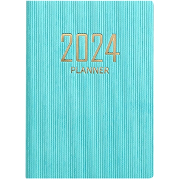 2 stk., 2024 Planlægger 2024 Kalender 12 Måneders Planlægger 2024-2025 Daglig Ugentlig og Månedlig Agenda Notebook A7 PU Læder Cover（GRØN）