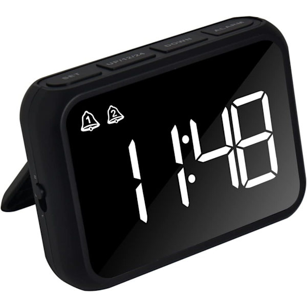 Digital väckarklocka för sovrum, tre dimmer, ljusstyrka, temperatur, snooze, justerbar larmvolym, sängklockor, svart