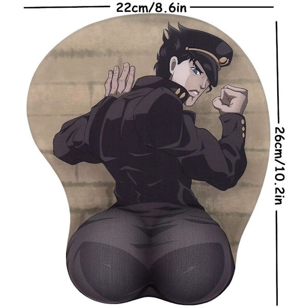 Joseph Joestar PP Anime 3D Musmatta med Mjuk Handledsstöd Gaming 3D Musmattor 2-vägs Hud (MP-Joestar PP)