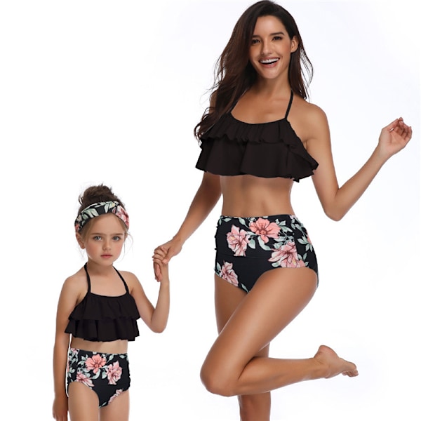 Dam, Flickor Tvådelad Volang Hög Midja Bikini Baddräkt M M