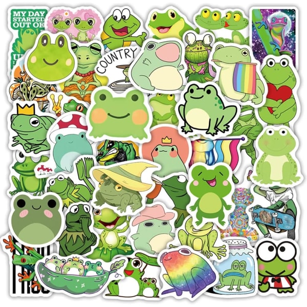 Söta groda klistermärken, 100 st vinyl estetiska Kawaii Frog barn klistermärken för laptop Vattenflaska Scrapbooking