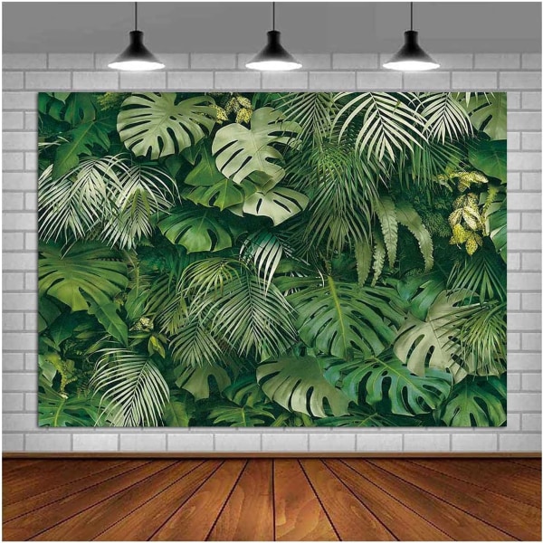 Grønne tropiske palmeblader bildefotografering bakgrunn vinyl 7x5ft jungel safari planter fotobakgrunn for hawaiisk luau festdekor banner