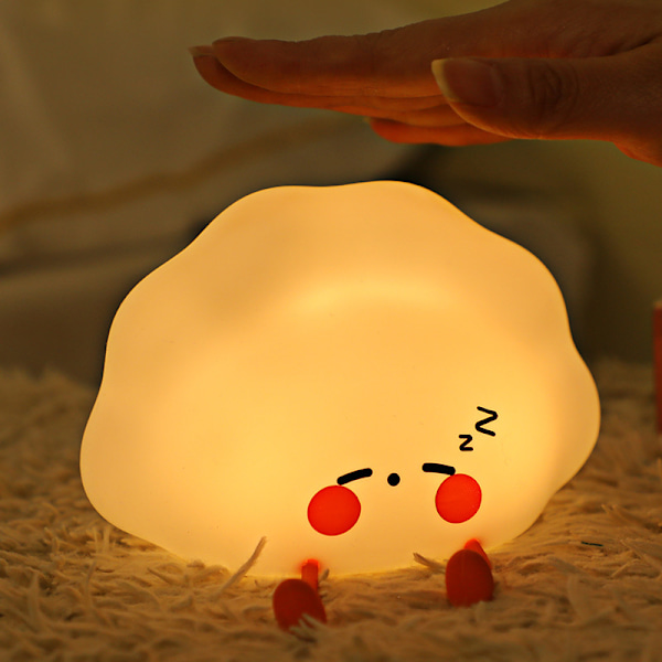 Silikone Dumpling Lampe, USB Genopladelig Natlampe med Dobbelt Farvetemperatur og Justerbar til Soveværelse, LED Skrivebordslampe