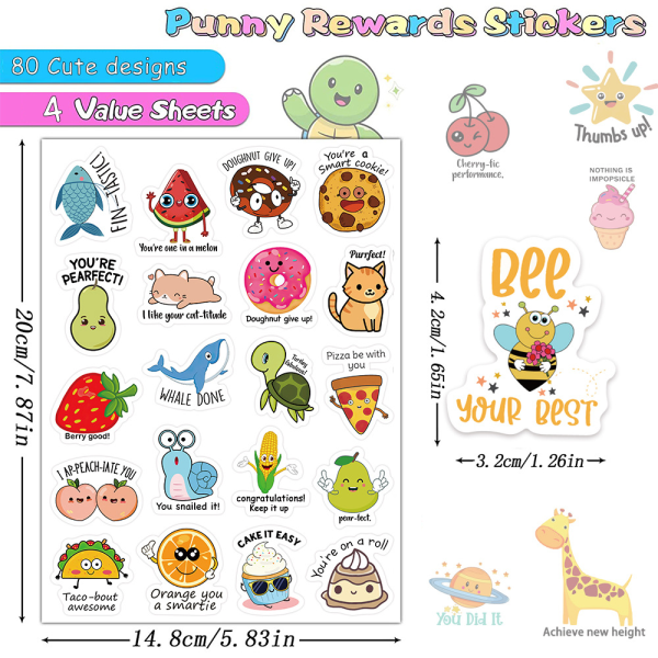 400 st Punny Rewards Stickers, Punny Motivational Stickers Incentives Stickers Positive Teacher Rewards Stickers for Kids School Classroom