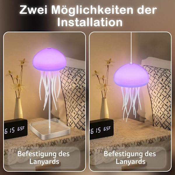 LED Jellyfish-lampe, RGB Gradient Jellyfish-lampe med stemmestyring og smarte tentakler for hjem, kontor