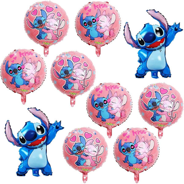 Lilo og Stitch festballonger Stitch fest aluminiumsfilmballonger passer til Stitch bursdagsfestdekorasjoner (10 stk rosa)