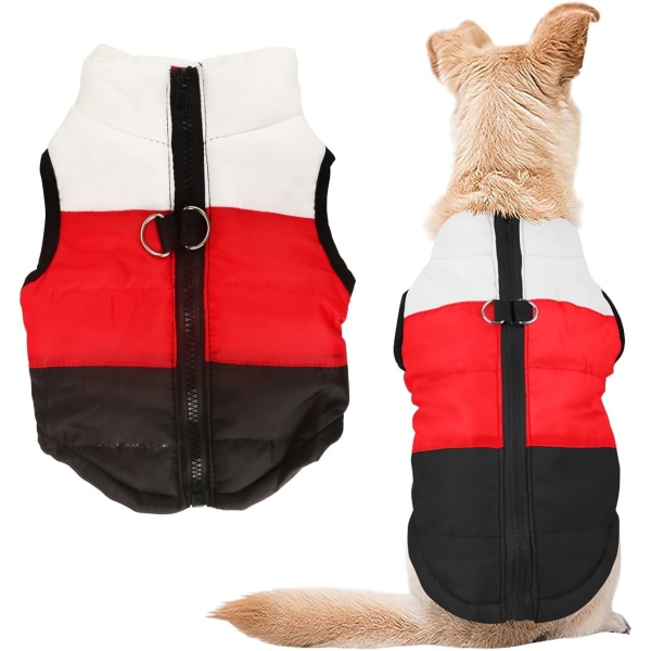 Hund- och kattväst med koppelögla, färgglada lappar, vadderad valpväst, jacka, teddy, chihuahua-kostymer, mopskläder, XS, S, M, L (X-Small (1-pack), svart)