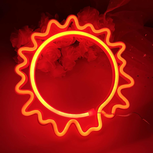 Sol Neon Skilte, Batteridrevet Neon Solsikke Væglamper Dekorative Lys til Hjem Soveværelse Bar/Jul/Bryllup/Fødselsdagsfest