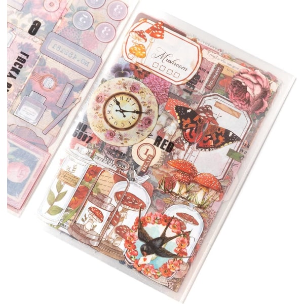 Sødt svampehave æstetiske klistermærker, sjove klistermærker til voksne, scrapbooking-forsyninger klistermærker til journalføring med 1 stk pincet 20 ark/200 stk