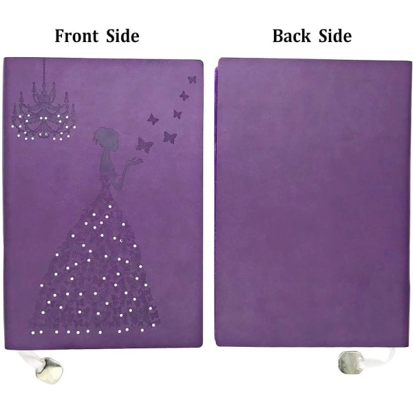 A5 Linjeret Notebook Planner Rejsejournal Læder Notebook  Princess Butterfly Dagbog, Skrive Notebook Linjeret Note Pads Lilla Journal 240 Sider