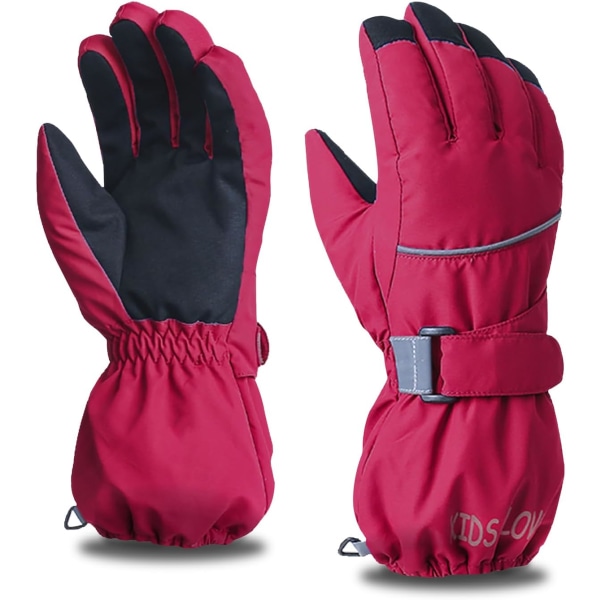 Kids Children Ski Gloves Winter Snow Gloves Waterproof Winter Warm Gloves for Snowboarding, Sledding,Windproof and waterproof,Red,M