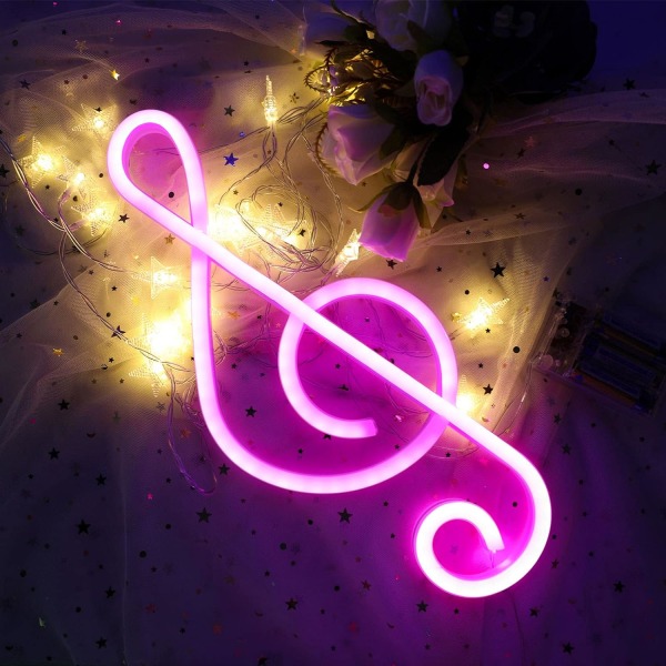 Musikknotformet neonlys Musikknot Kreativ belysning for jul Bryllupsdag Bursdagsgave Pub Barnerom Stue-rosa