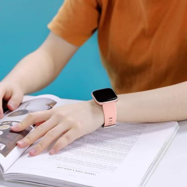 PACK 3 Soft Silicone Bands for Fitbit Versa 2 / Fitbit Versa / Fitbit Versa Lite Classic Adjustable Sport Bands for Women Men Small Large (No Tracker)