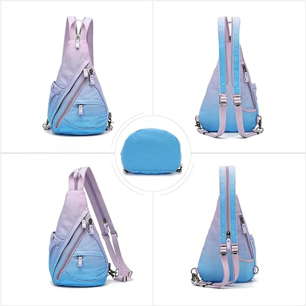 Canvas Sling Bag - Liten Crossbody Ryggsäck Axelväska Casual Dagryggsäck för Män Kvinnor
