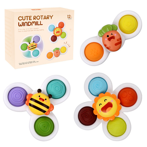 Sugkopp Spinnerz Leksak Baby Badleksaker, Flygplans Reseleksaker, Fidget Spinning Tops Stick Great Badkar Leksaker