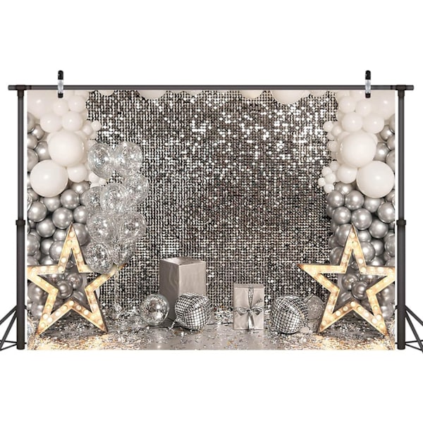 7x5ft Glitter Sliver Disco Party Tausta Syntymäpäivä Vastaanotto Valokuvaus Tausta Kakku Pöytä Dekor Tausta Muotokuva Tausta Valokuvaus Rekvisiitta