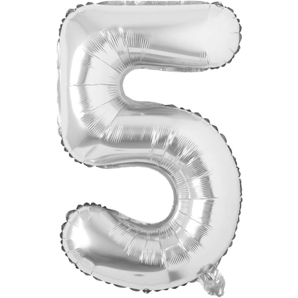 40 tums bokstavsballonger Silver Alfabet nummer Ballong Folie Mylar Party Bröllop (fem)