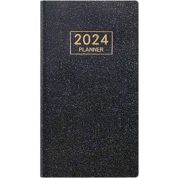 2024 Fickplanerare/Fickkalender, vecko- och månadsplanerare från januari 2024 till december 2024, Agendaplanerare och organizer(svart, 2 st)