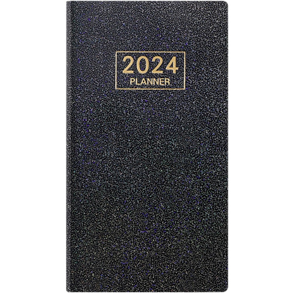 2024 Lommekalender/Lommekalender, Ugentlig & Månedlig Planlægger fra Jan 2024 til Dec 2024, Dagbogsplanlægger og Planlægningsorganisator (Sort, 2stk)