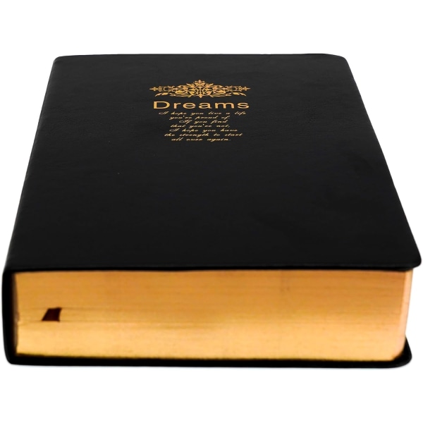 Tjock journal, tomma premiumpapper med gyllene kant, inbunden anteckningsbok med svart mjukt cover, för att skriva ritning