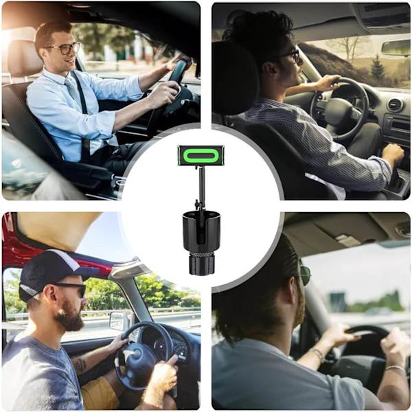 Puhelimen pidike autoon, 2-in-1 auton mukitelineen puhelinteline - 360° kierto matkapuhelimen pidike pitkällä varrella, sopii yleisesti useimpiin