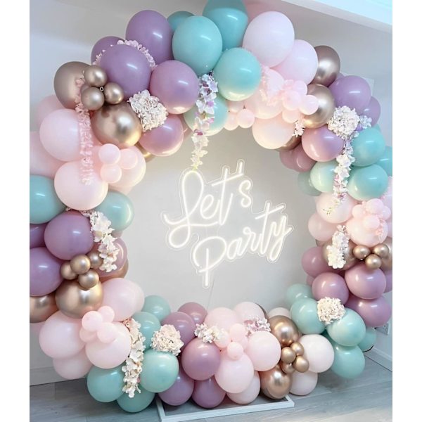 Lilla ballongbuegirlang sett 160stk Pastellrosa Dusty Lilla Chrome Rose Gold Bursdagsbong Baby Shower Bryllupsfest Dekorasjon