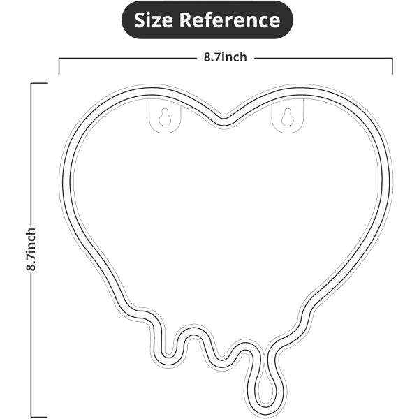 Hjerte Neon Skilt - Smeltende Hjerte Lys til Teenagere/Børn/Piger Værelse Dekoration - Dryppende Hjerteformet Lys - 8,7 x 8,7-tommer Led Skilt til Vægdekoration