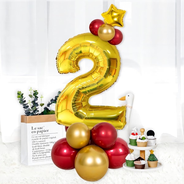 40 tuuman kultaiset heliummylar-folionumeroilmapallot, numero 2 ilmapallo  syntymäpäiväkoristeisiin lapsille, vuosipäiväjuhlatarvikkeita f5d6 | Fyndiq
