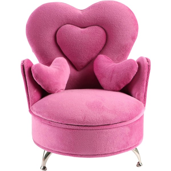 Miniatyyri nukkekodin tarvikkeet nukkekodin huonekalut korurasia naisille tytöille samettisäilytyskorurasia (vaaleanpunainen tuoli)