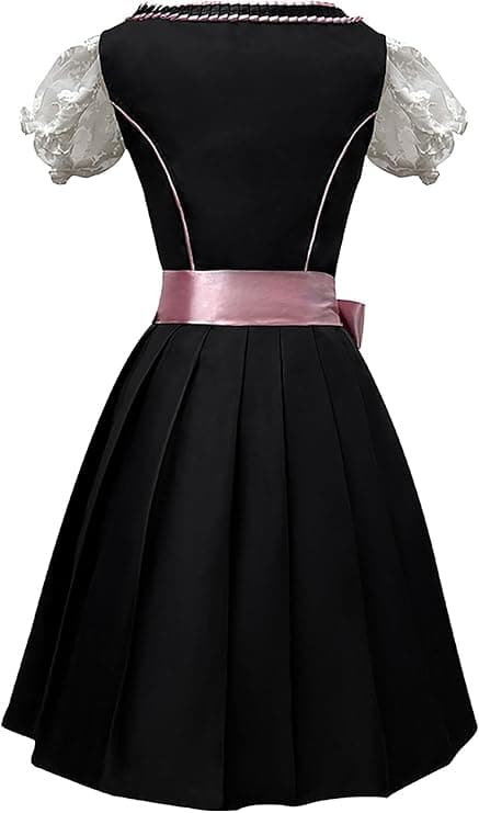 Dirndl til kvinder, traditionel midikjole til kvinder, dirndl-kjole med blonder inkl. dirndl-bluse og dirndl-forklæde, 3 dele, til Oktoberfest og black L