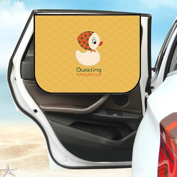 2pcs Car Curtain Side Window Magnetic Curtain Cute Duck UV Protection for Passenger