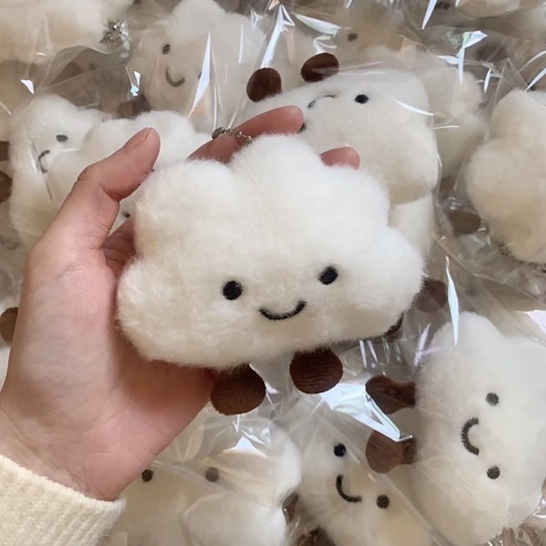 2 kpl Super Cute Kawaii Hymyilevä Kasvot Onnellinen Pilvi Pehmo Pilvi Vauva Naiset Tytöt Avainnauha Riippuva Metalli Avaimenperä Avainnauha